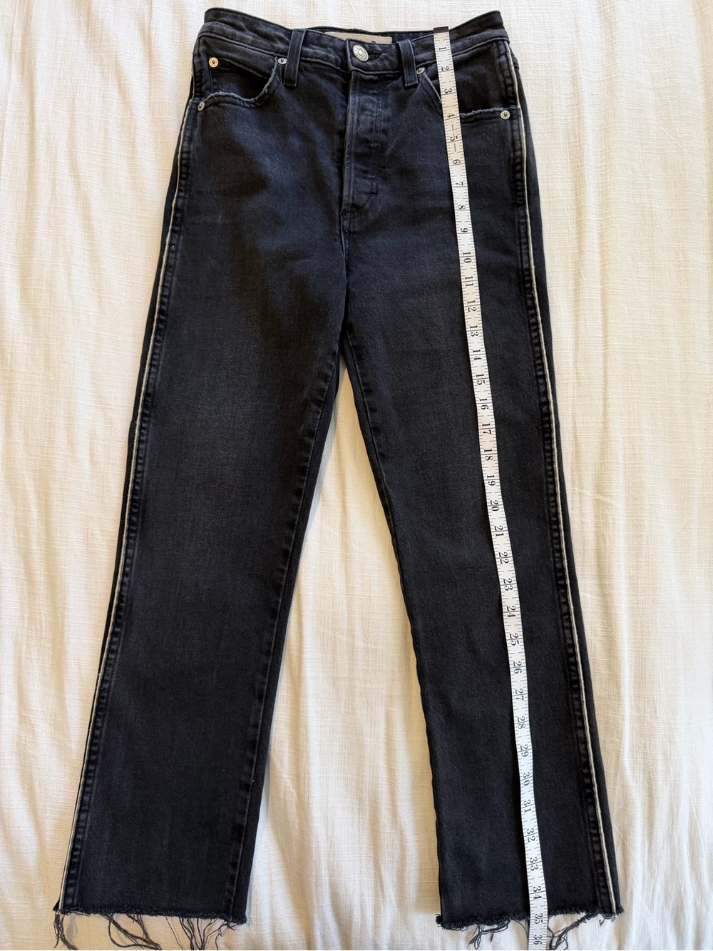 AMO Chloe Crop With Piping Black with White Sidestripe Size 26 - Picture 10 of 10